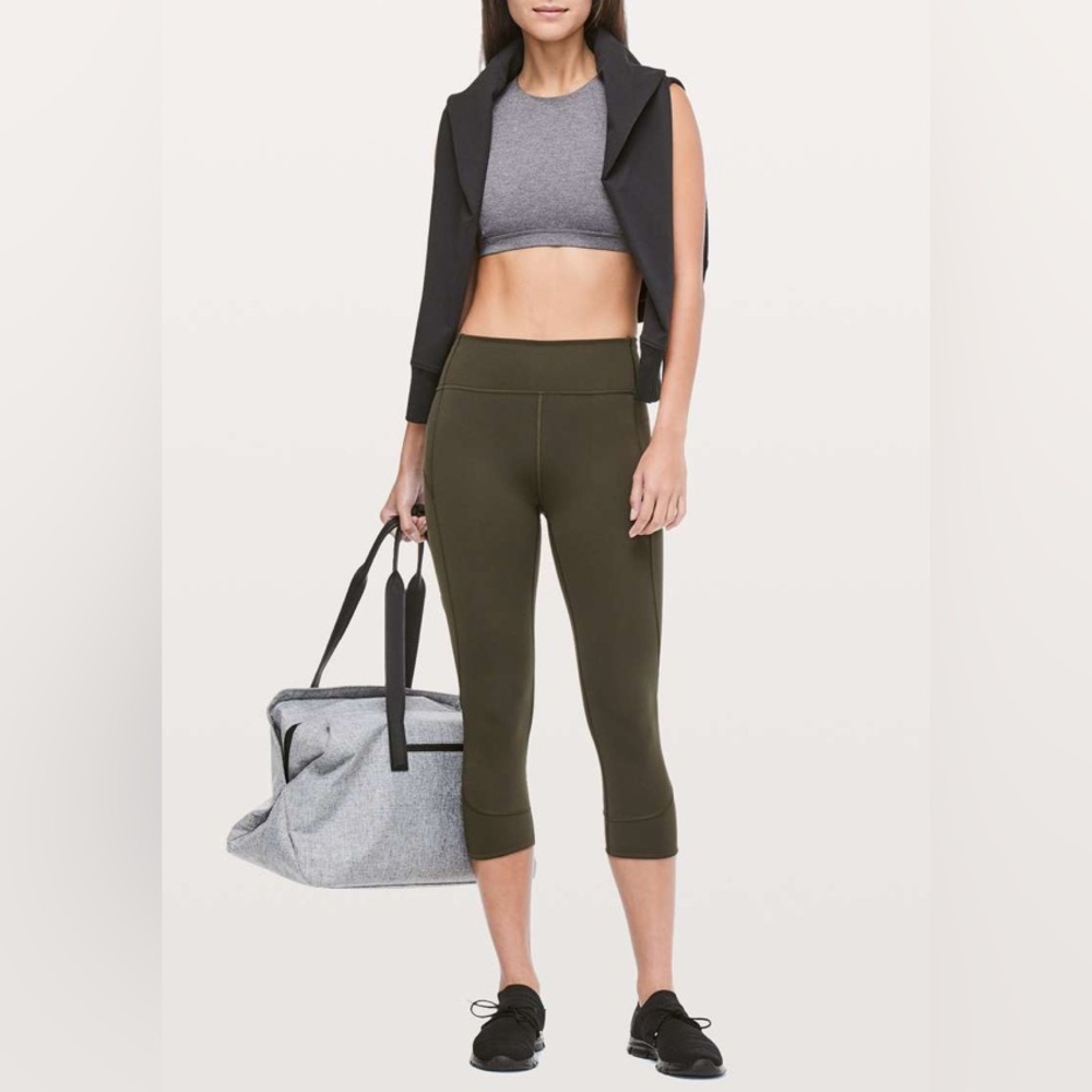 🍋 LULULEMON In Movement Crop Everlux Leggings Dark Olive - 4